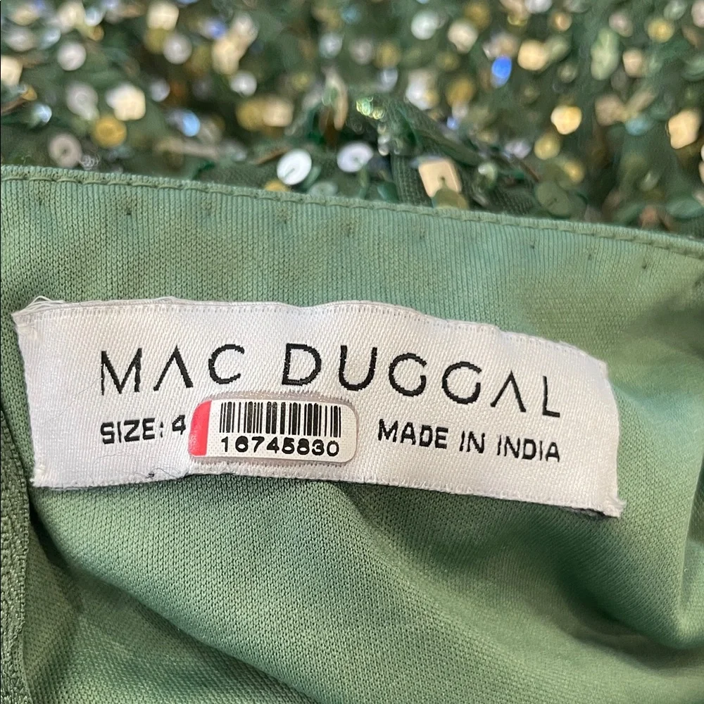 Ieena for Mac Duggal Draped Sleeve Emerald Sequin Gown, 4 - Picture 2 of 10